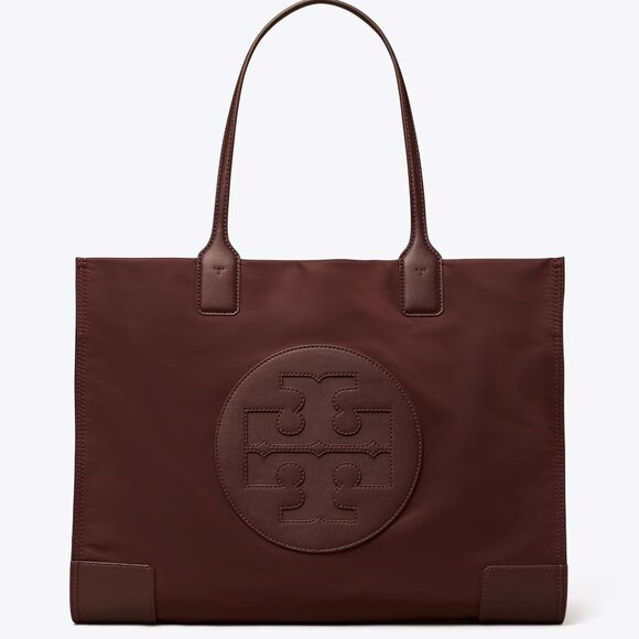 Tory Burch NWT LARGE Ella Tote Bag Burgundy TEMPRANILLO - Picture 4 of 13